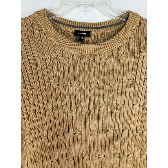 Express Cable Knit Sweater Brown/Pecan Men's Size Large Pullover - Picture 2 of 7